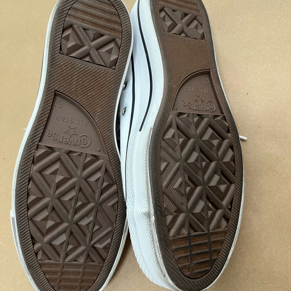Converse White Low Top Platform Sneakers - Picture 7 of 8